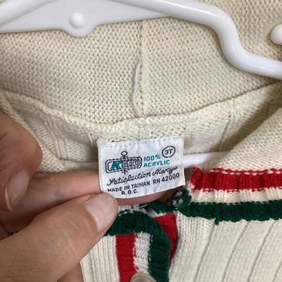 Vintage K Mart Hooded Cardigan Sweater Toddler 3T Acrylic 60s 70s Taiwan ROC - Picture 4 of 13